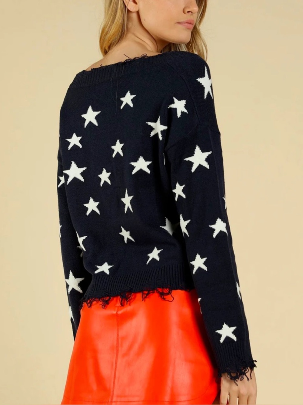 Honey Punch Distressed Star Sweater - Picture 2 of 6